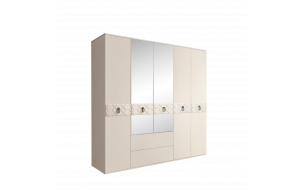 Пятистворчатый шкаф для одежды с ящиками и зеркалами Богемия Фарфале (Bogemia Farfalle) БМШ1/51 (Fа)